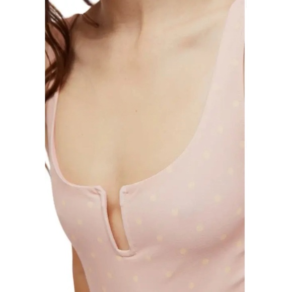 Free People Women’s S FP Intimately Romance In Rome Bodysuit Peach Scoop Neck - Picture 5 of 10